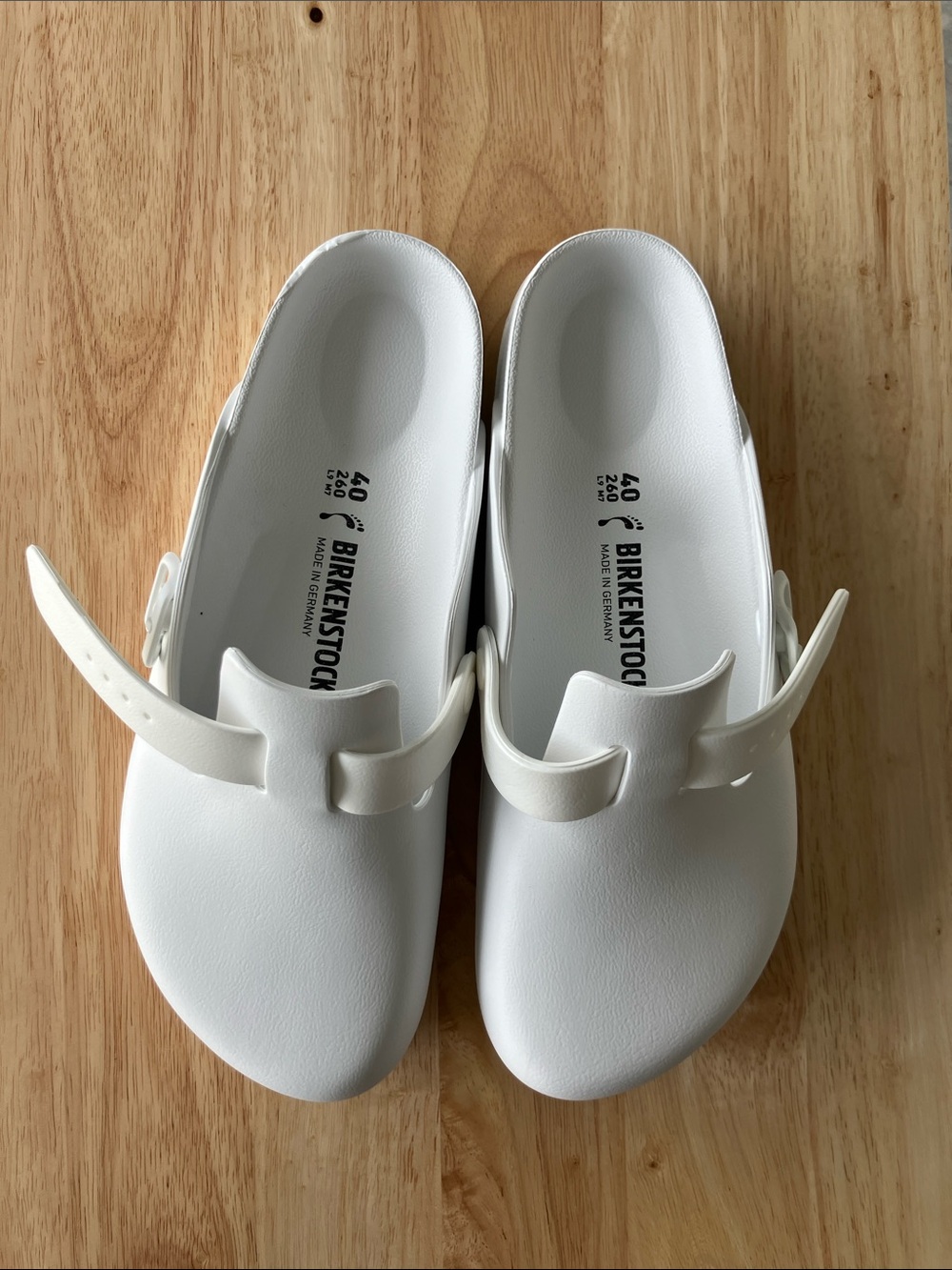 Birkenstock White Slip-On Mules with Adjustable Strap